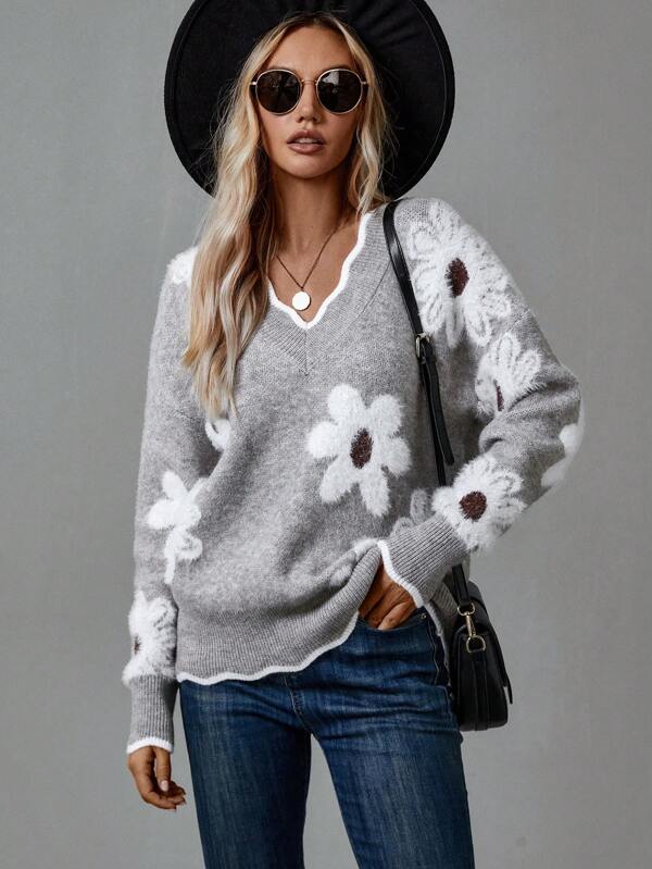 Lily | Floral V-Neck Sweater