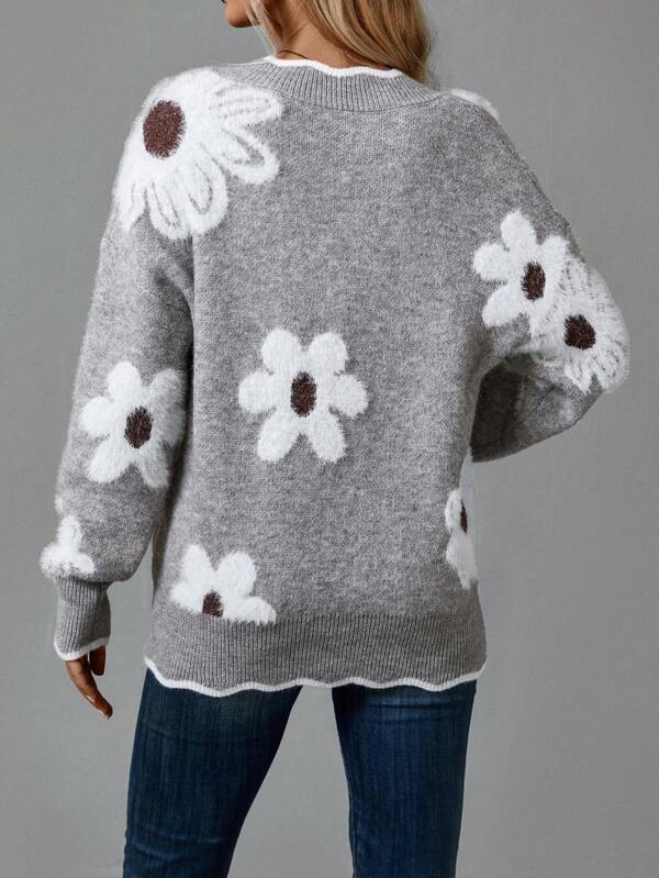 Lily | Floral V-Neck Sweater