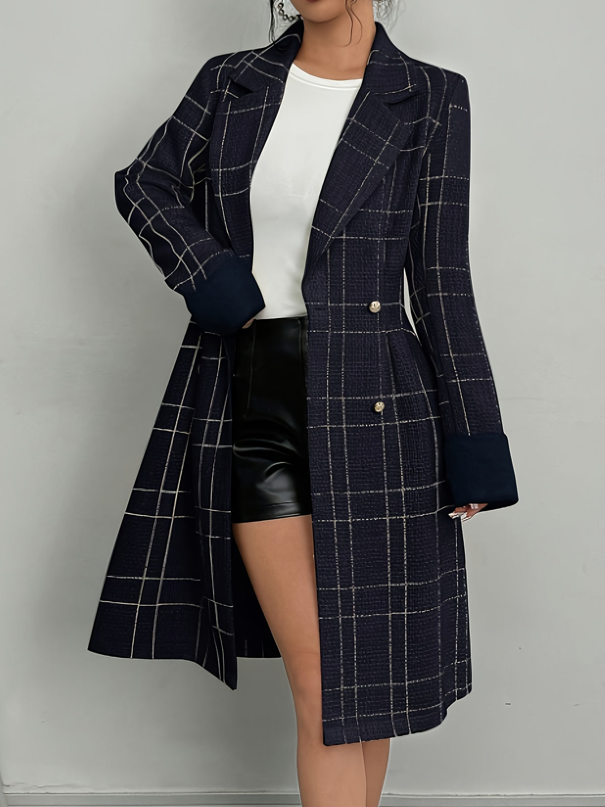 Ivy | Elegant Houndstooth Check Blazer Coat
