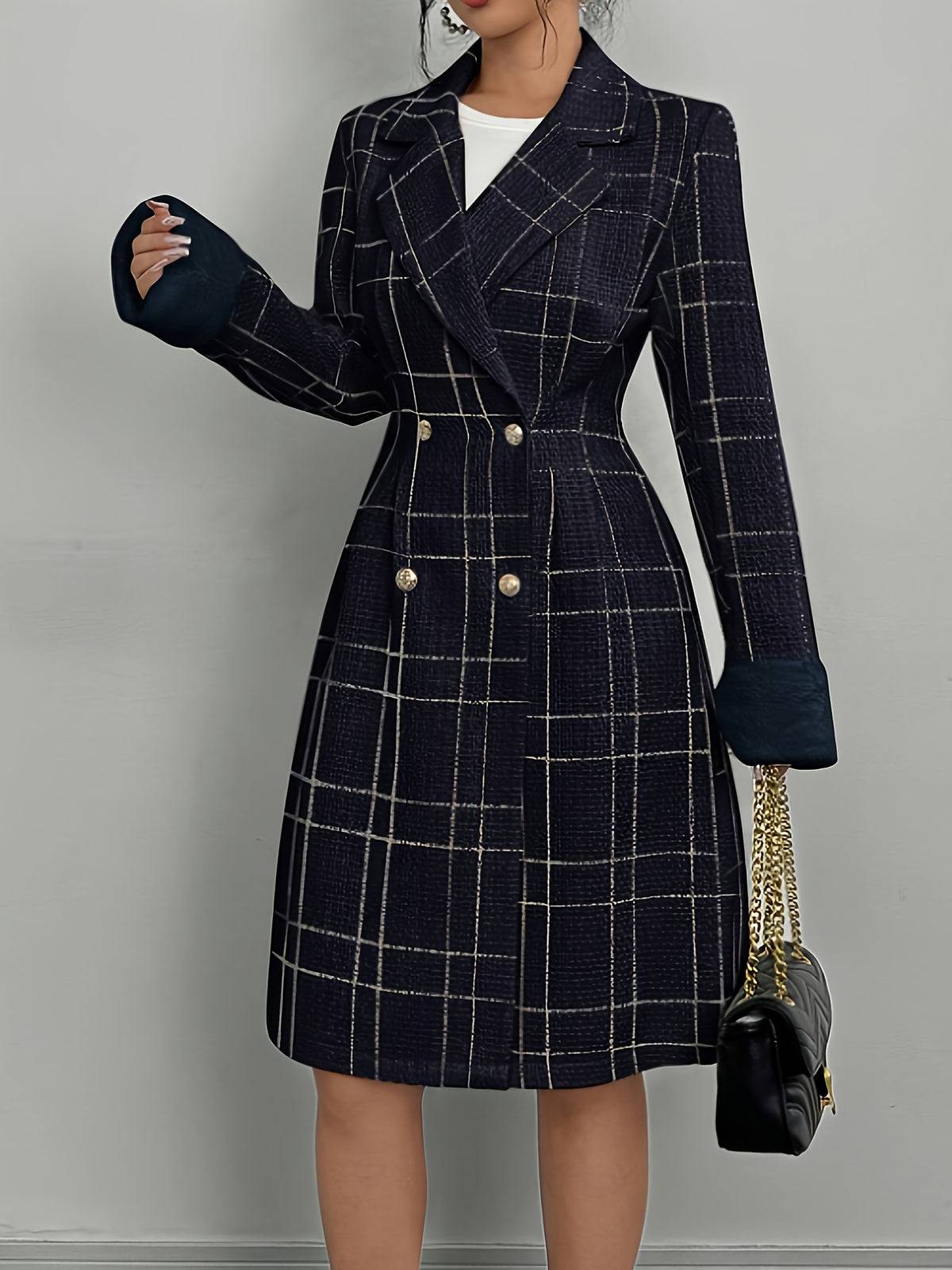 Ivy | Elegant Houndstooth Check Blazer Coat
