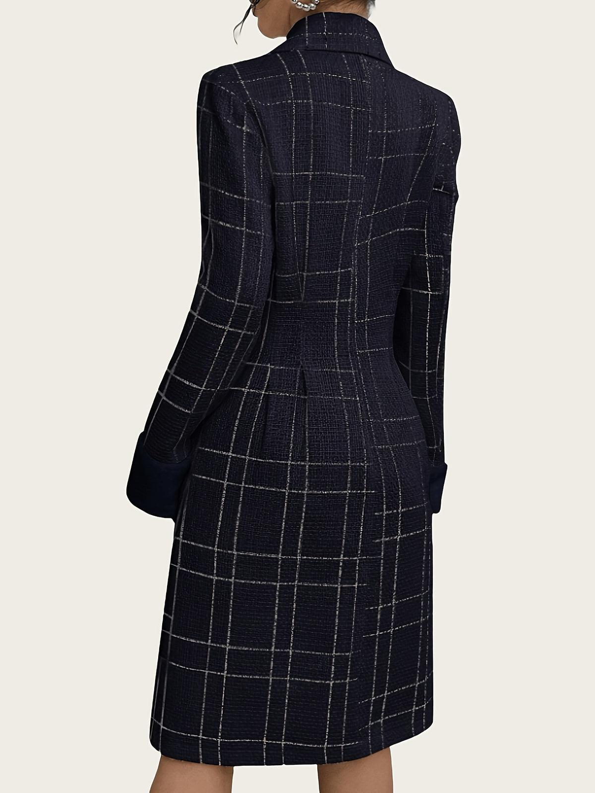 Ivy | Elegant Houndstooth Check Blazer Coat