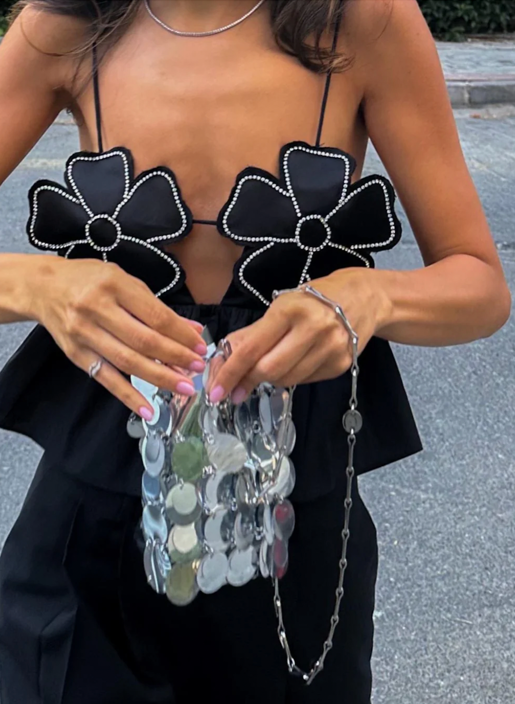 Kalista | Rhinestone Studded Crop Top
