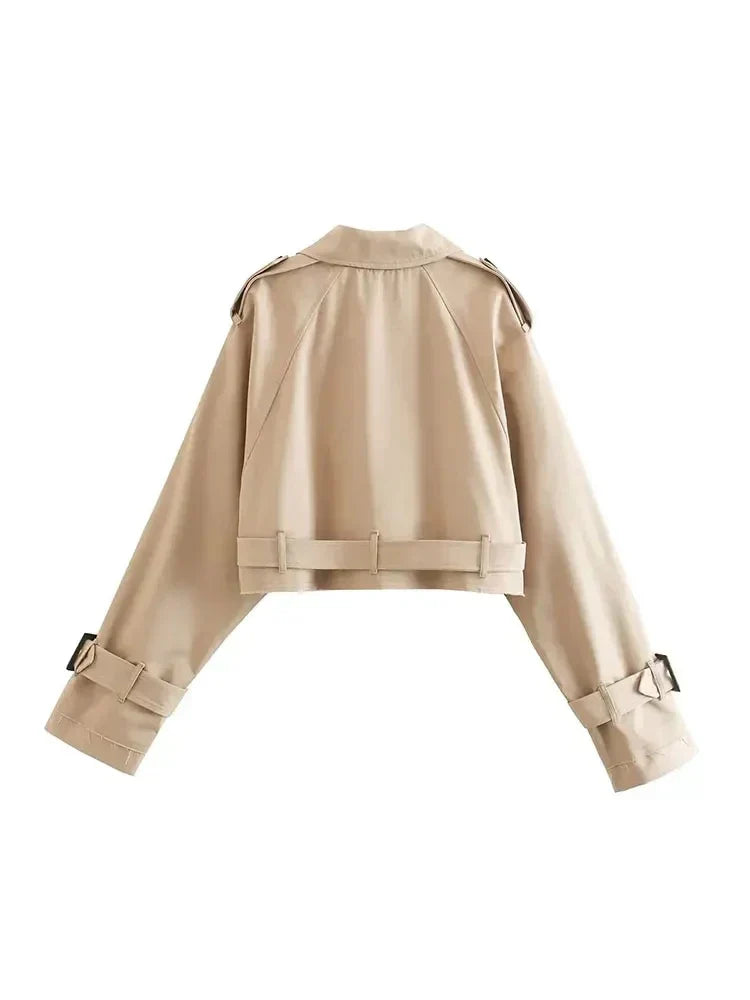 Sage | Cropped Belt Jacket