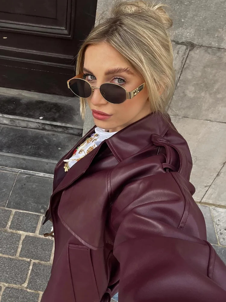 Anabella | Straight Belted Leather Jacket