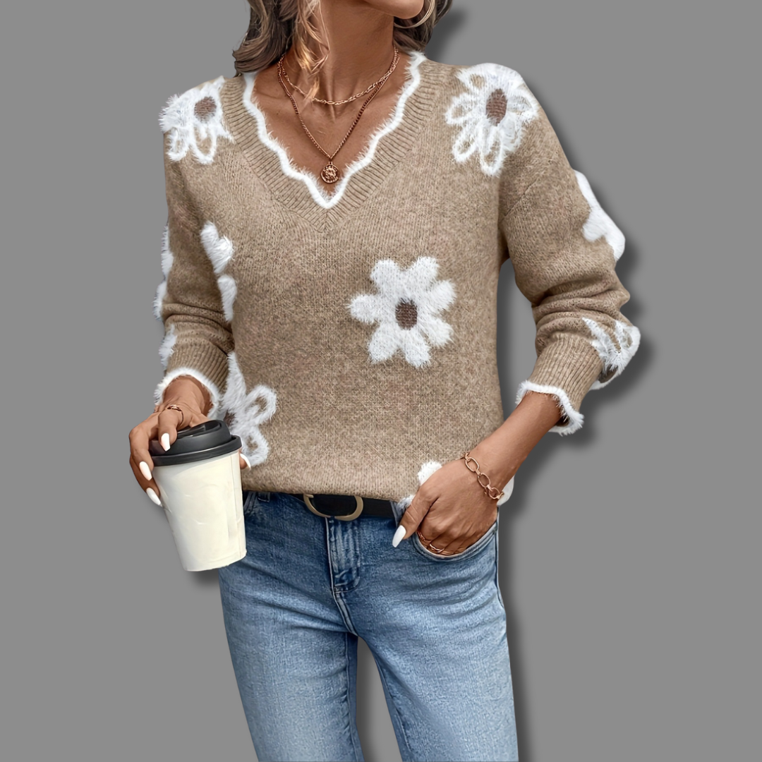 Lily | Floral V-Neck Sweater