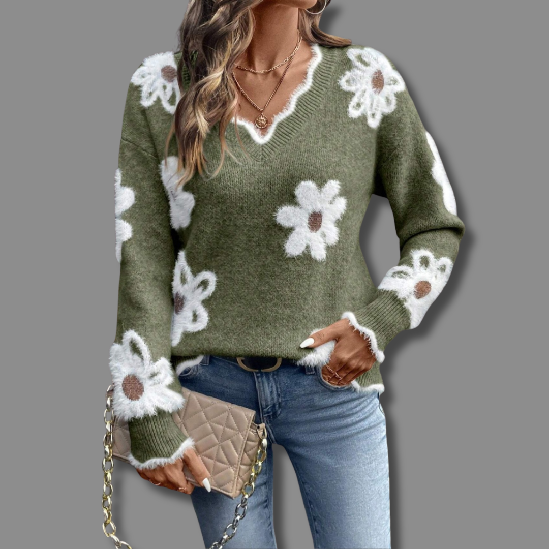 Lily | Floral V-Neck Sweater