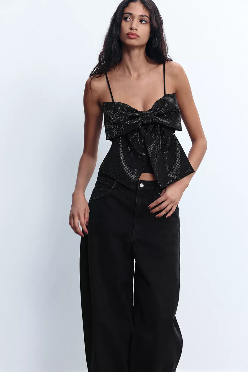 Indra | Shimmer Stylish Bow Top