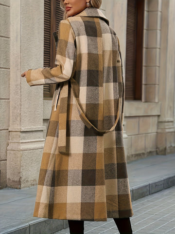 Elsie | Elegant Checked Coat with Belt