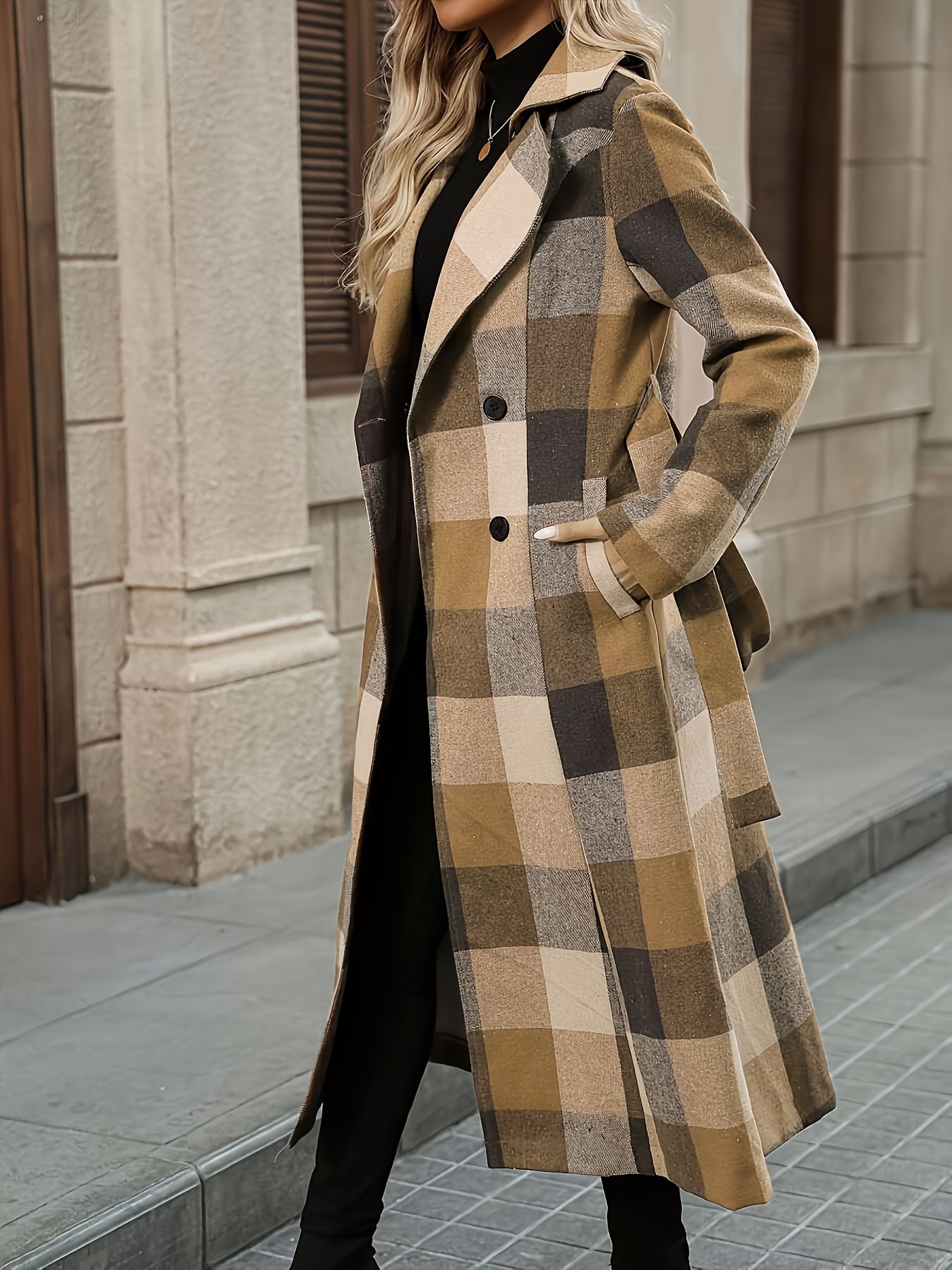 Elsie | Elegant Checked Coat with Belt