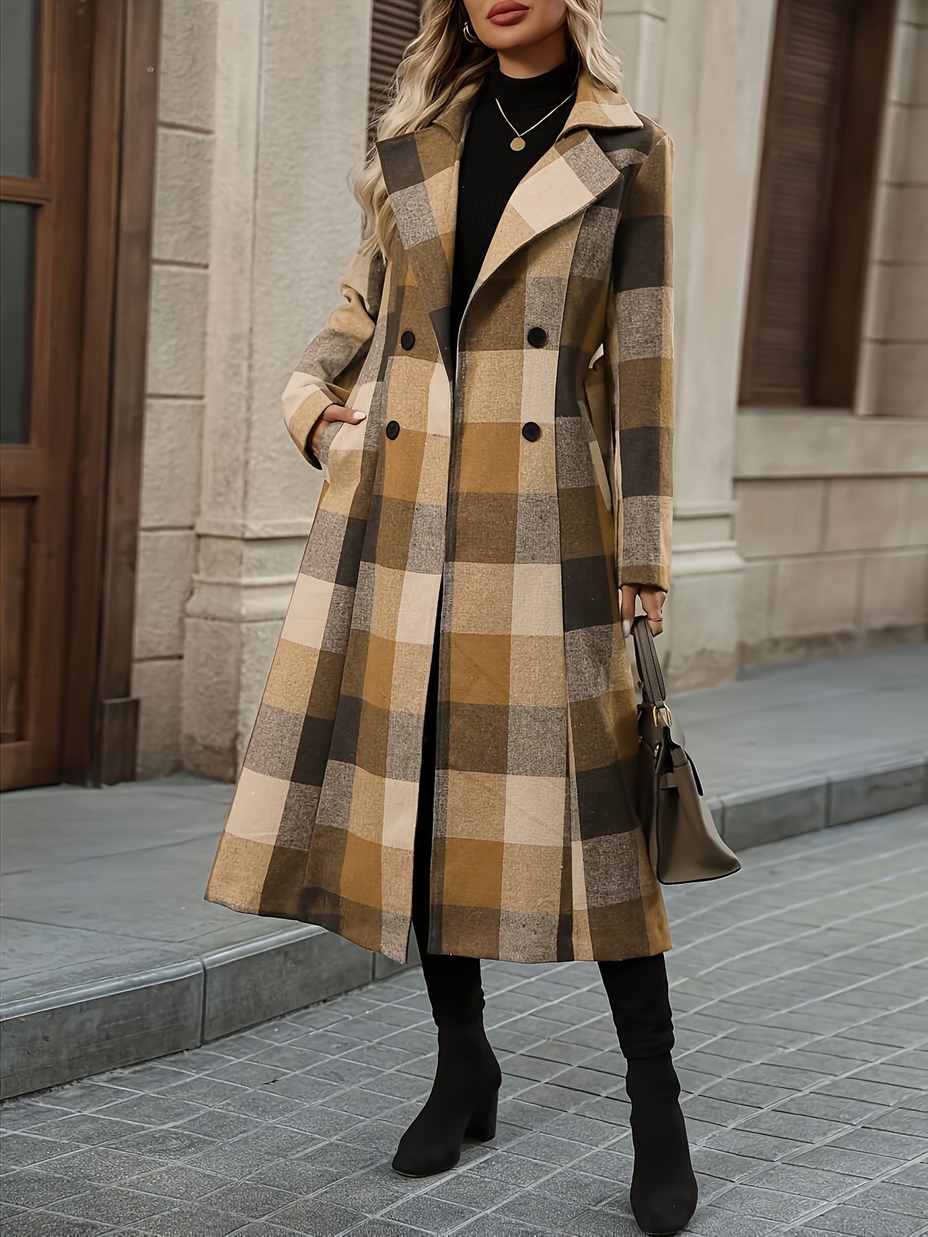 Elsie | Elegant Checked Coat with Belt