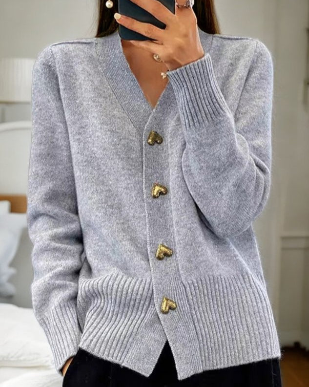 Adele | Soft Cardigan Heart-Shaped Buttons